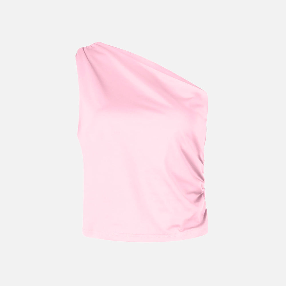 Blusa Ashe com recorte ajustado e decote ombro único. Sofisticação em cinco cores, do P ao G.

