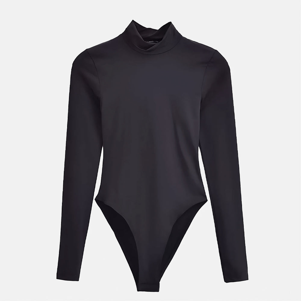 Body Ágatha com gola alta, mangas longas e caimento justo. Estilo e elegância do P ao G nas cores cinza, branco, preto e azul.

