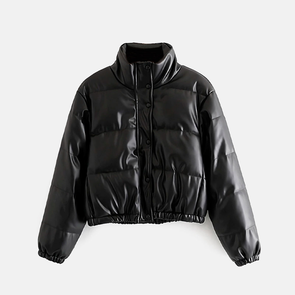 Jaqueta Puffer Cingapura com gola alta, bolsos frontais e caimento ajustado. Ideal para os dias frios. Tamanhos P ao G.