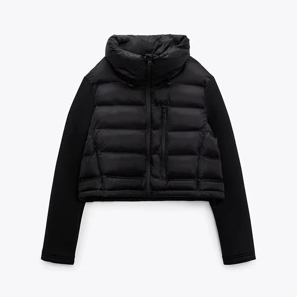 Jaqueta Puffer Tifany com gola alta, bolsos frontais e ajuste na barra. Estilo e conforto do PP ao G.

